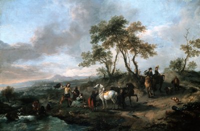 Rust van een Jachtpartij door Philips Wouwerman